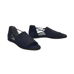 B0 NEW EILEEN FISHER Spell Navy Nubuck Elastic Strips Sandal Shoes Size 6 $185
